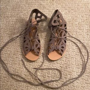 Khaki Lace Up Sandals